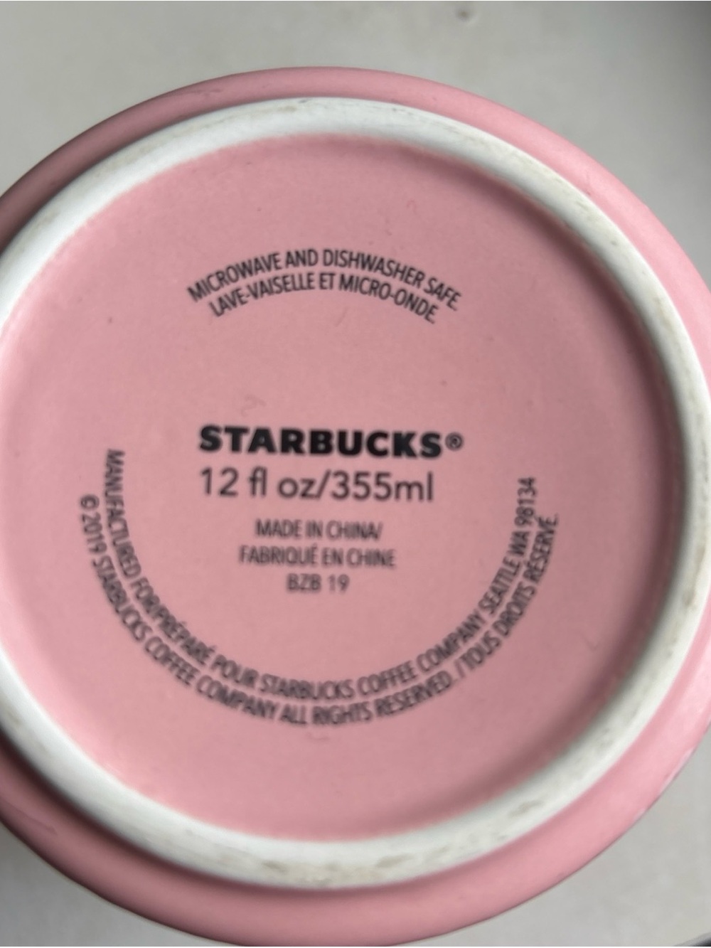 2019 - Starbucks Pink Speckle Pattern Ceramic Mug - Picture 4 of 6